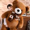 Grande Peluche Ours Marron avec Echarpe - Cadeau Romantique