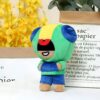 peluche-brawl-stars-spike-et-leo-pack-de-2-3a-2 Peluche de jeu vidéo Brawl Stars, personnage vert et jaune avec une capuche.