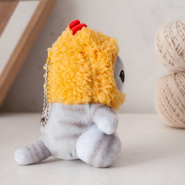 Peluche Chat avec Cagoule Jaune - Peluche Câlin Douce et Mignonne