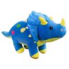 peluche-dinosaure-toute-douce-bleue-2a Peluche bleu en forme de tricératops avec des détails jaunes et des points colorés. Parfait pour les enfants.
