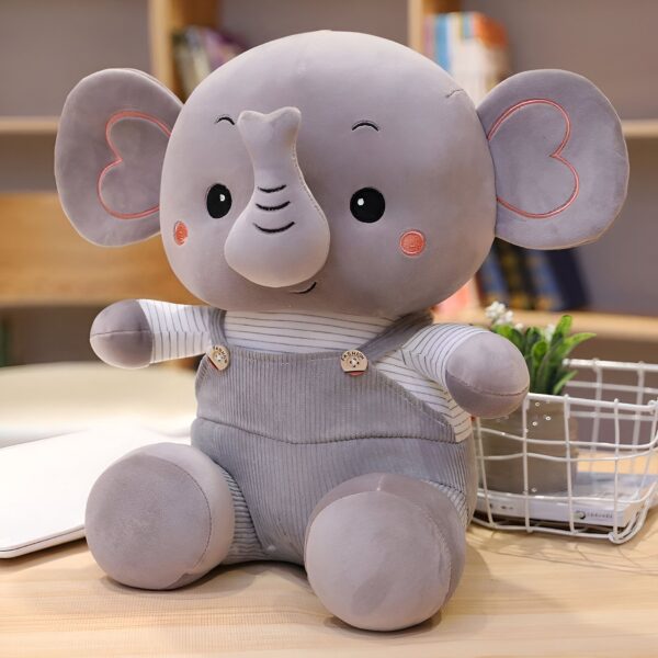 Peluche éléphant salopette, doux compagnon câlin
