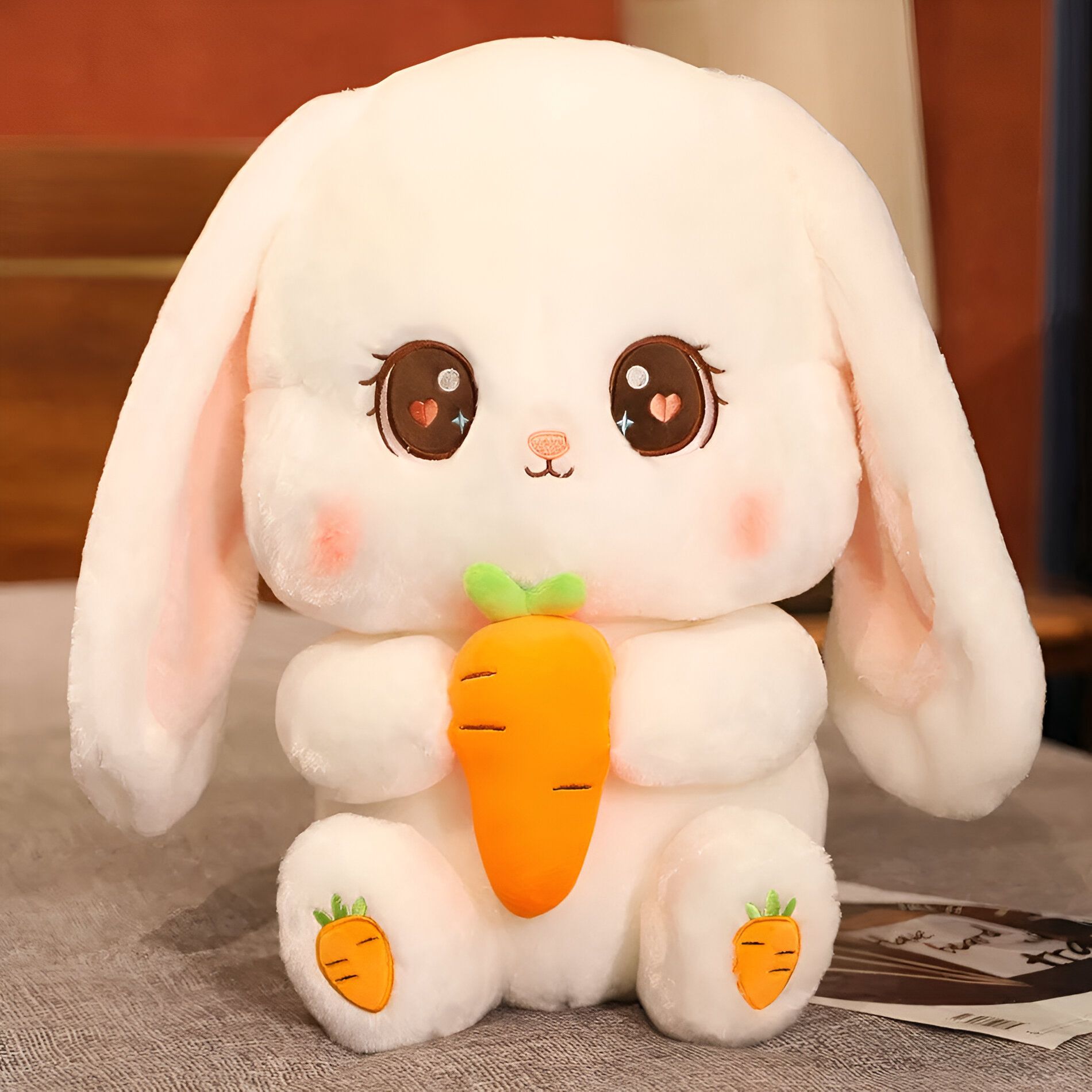 Soft white plush rabbit with carrots Soft white plush rabbit with carrots Soft white plush rabbit with carrots Soft white plush rabbit with carrots