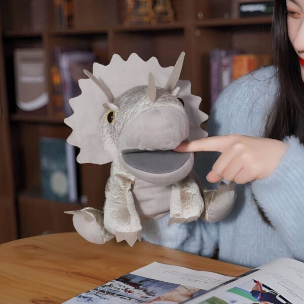 Peluche Marionnette Dinosaure Triceratops - Jouet Enfant