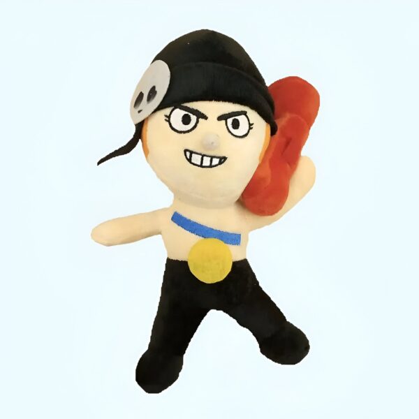 Peluche de Colt de Brawl Stars portant une médaille d'or et un bandana noir.
