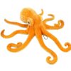 Une peluche de pieuvre orange avec huit tentacules.