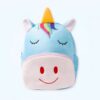 sac-a-dos-peluche-licorne-bleu-jouet-enfant-1a-2 Sac à dos en peluche bleu en forme de licorne avec une corne arc-en-ciel et un sourire.